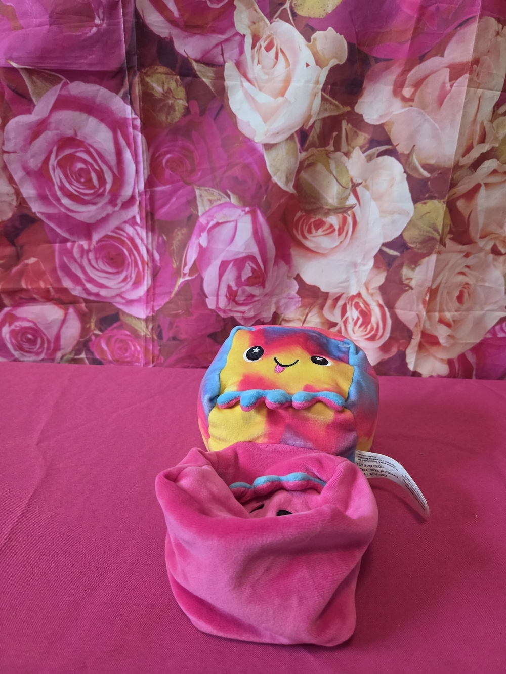 Rainbow Tie-Dye Plush Surprise Toy with Pink Pouch